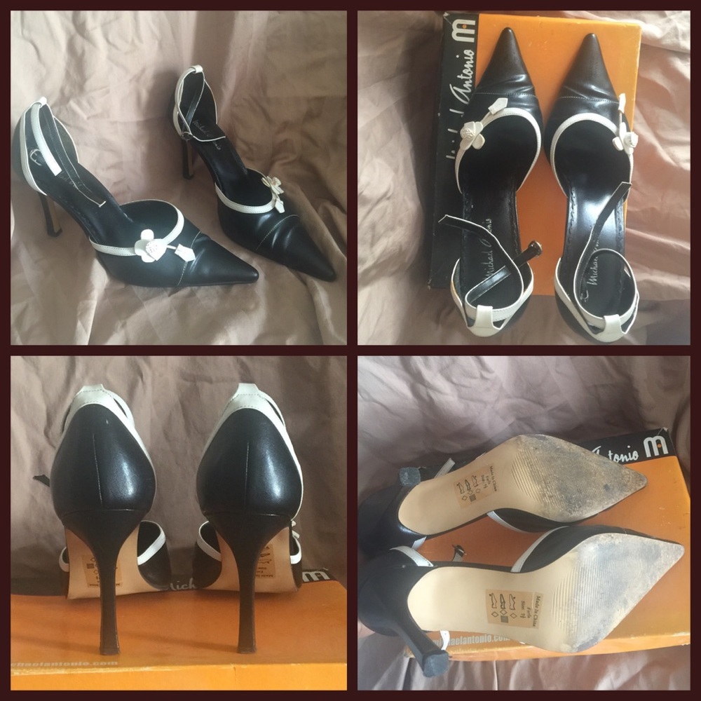 Sexy Black & White Ankle Strap Heels