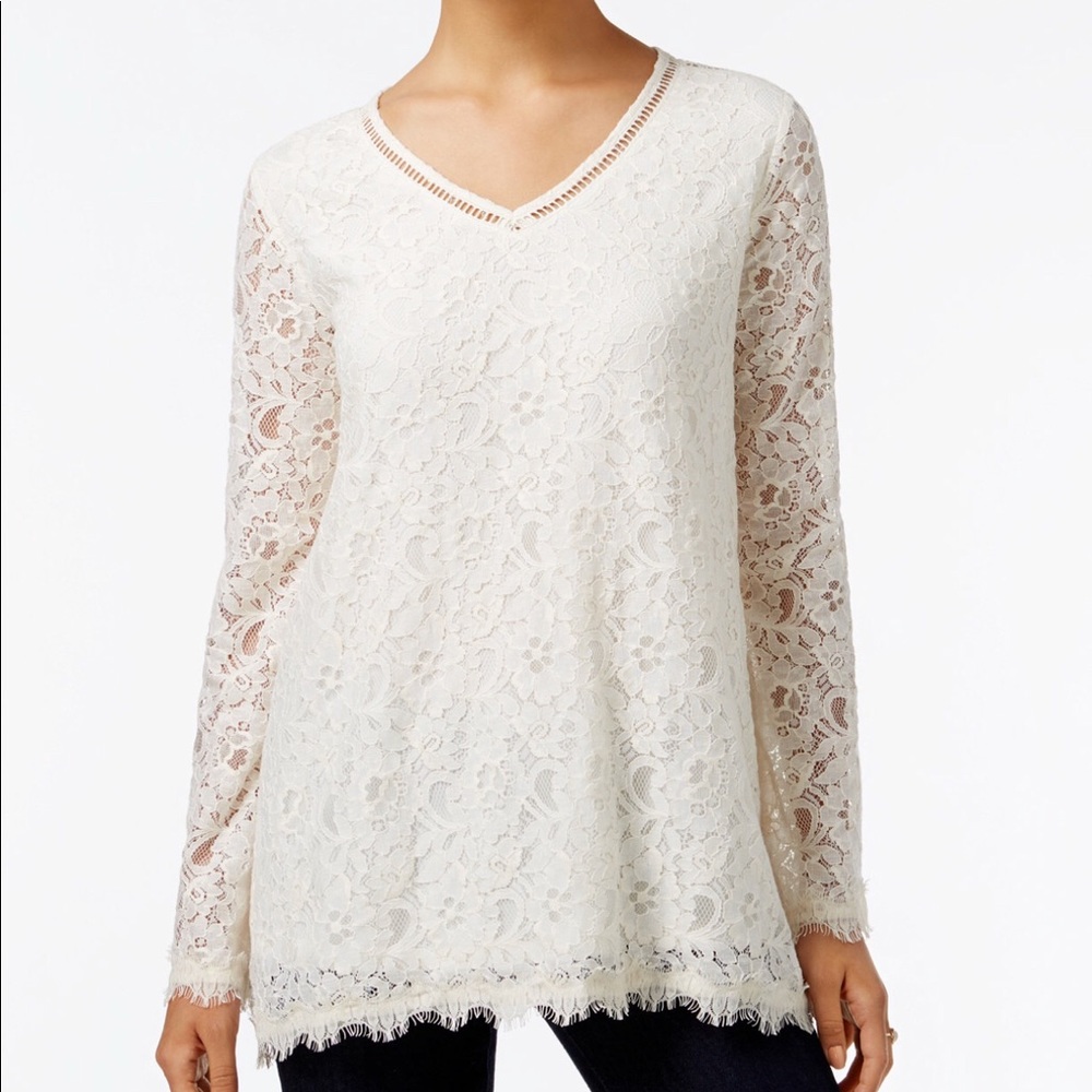 Style & Co Ivory lace swing top
