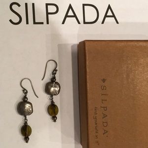 Silpada W1327 Grey Pearl,Tiger Eye Dangle Earrings