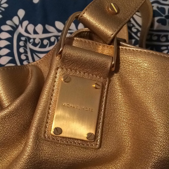 Authentic Michael Kors Gold Leather Handbag NWOT! - Picture 3 of 4