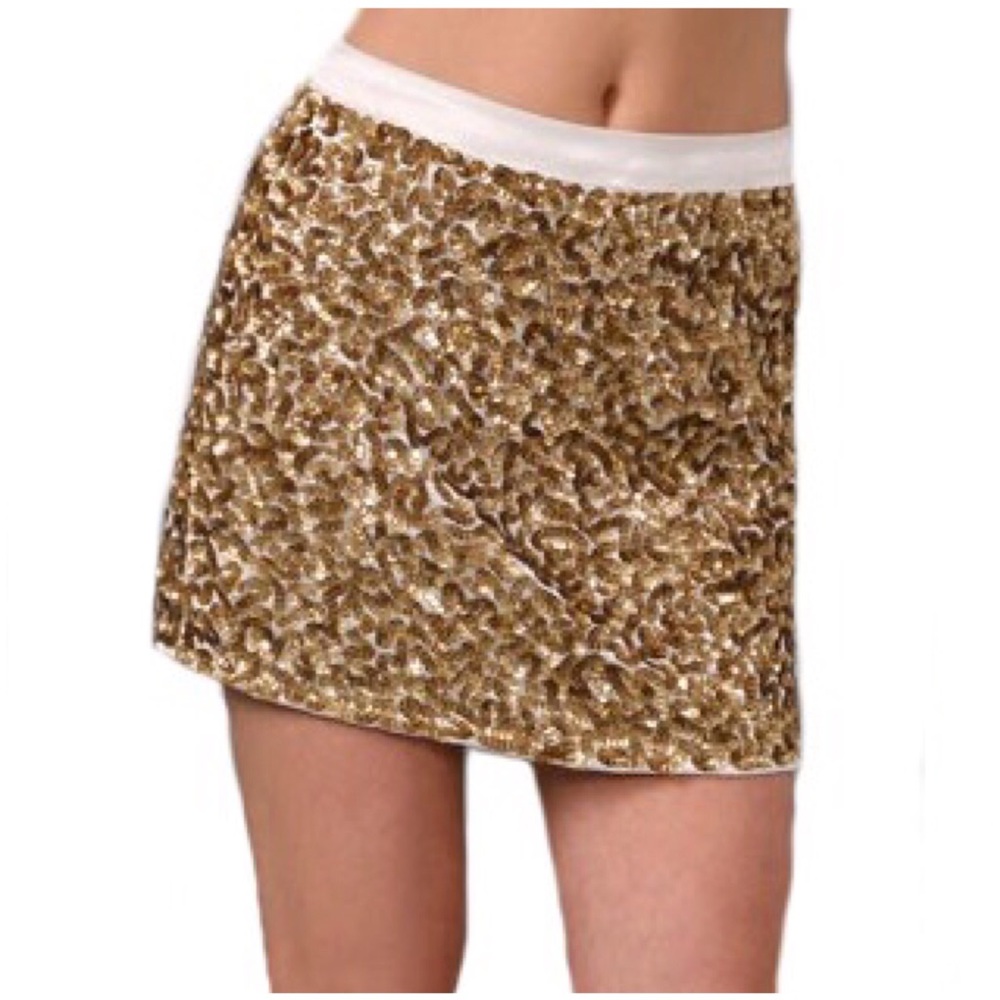 Alice & Olivia Gold Sequin Skirt