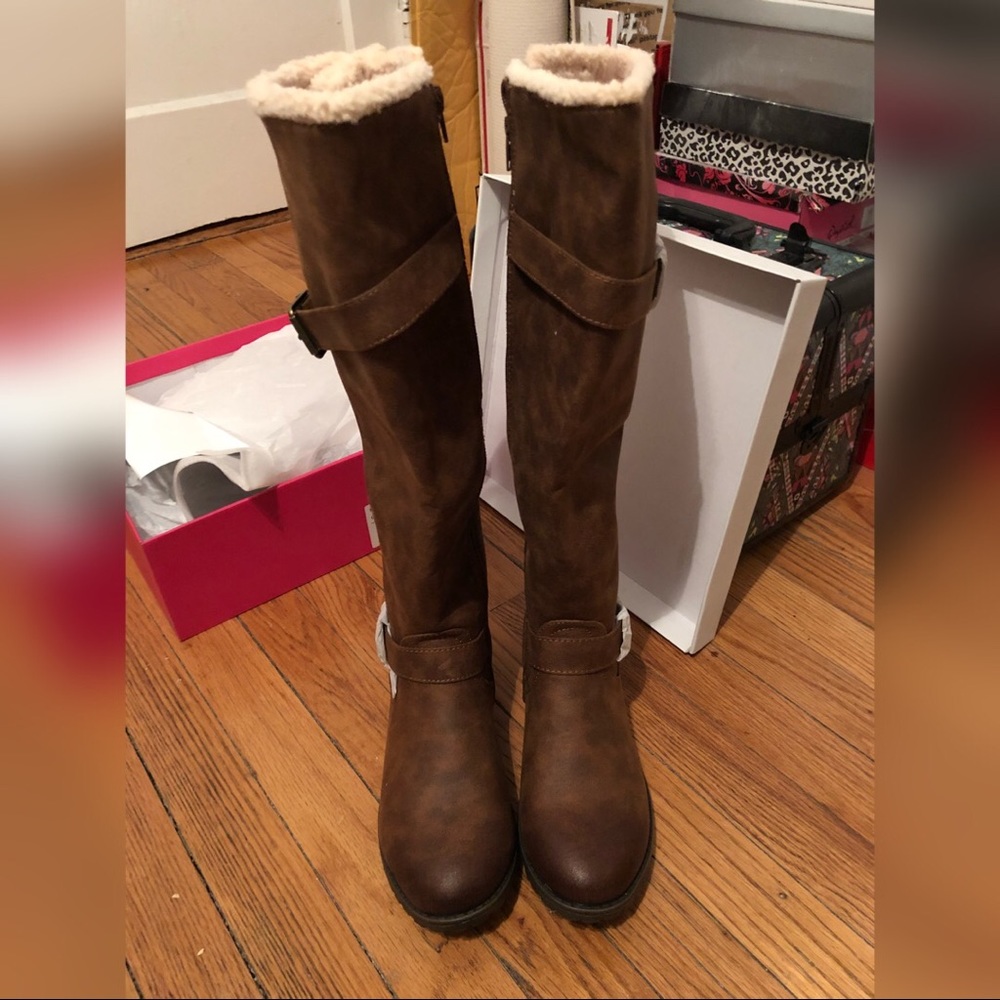 High brown boots