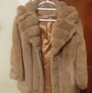 Brown faux fur jacket with silk lining