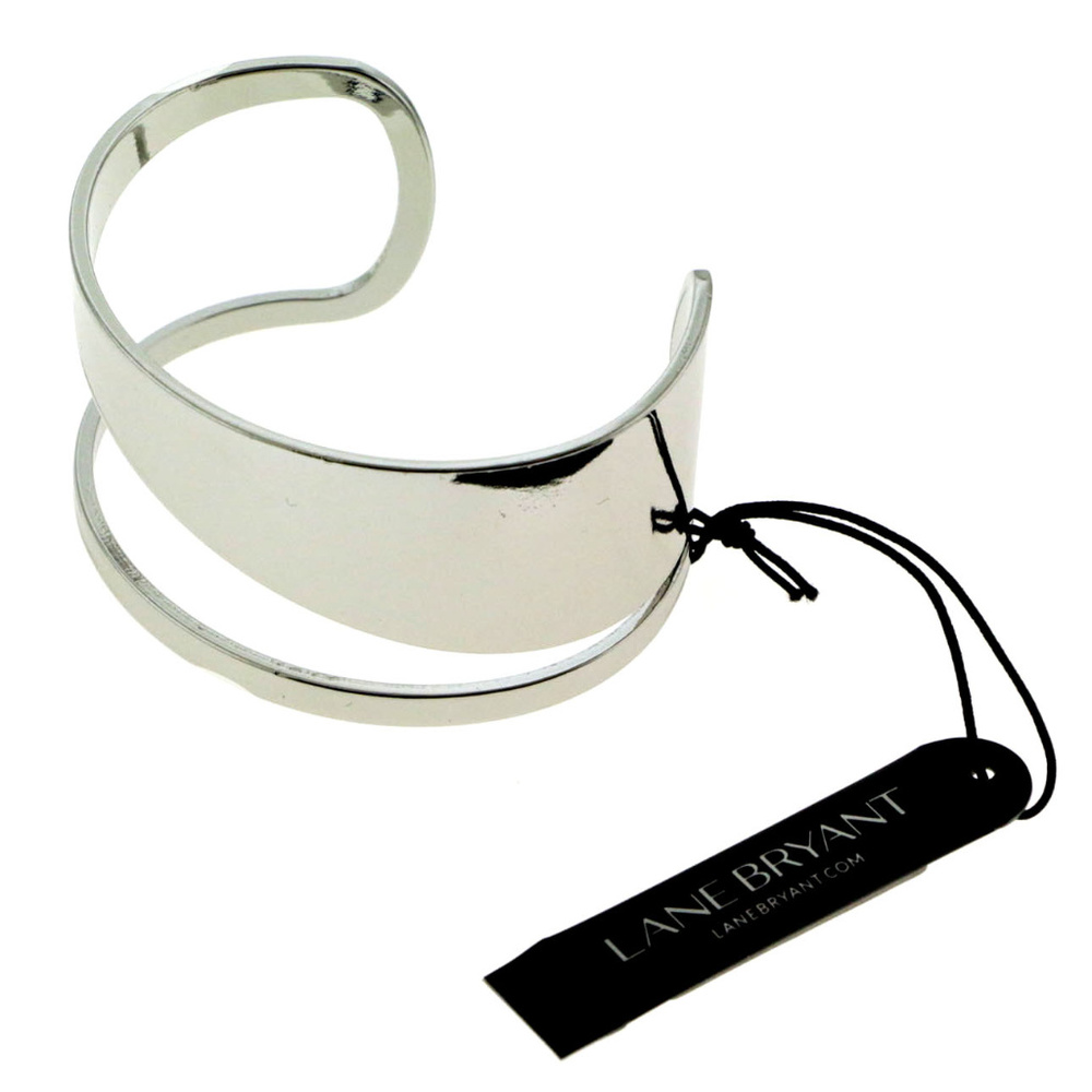 NWT Large Silver cuff bracelet modern style LBB10 - Picture 2 of 6