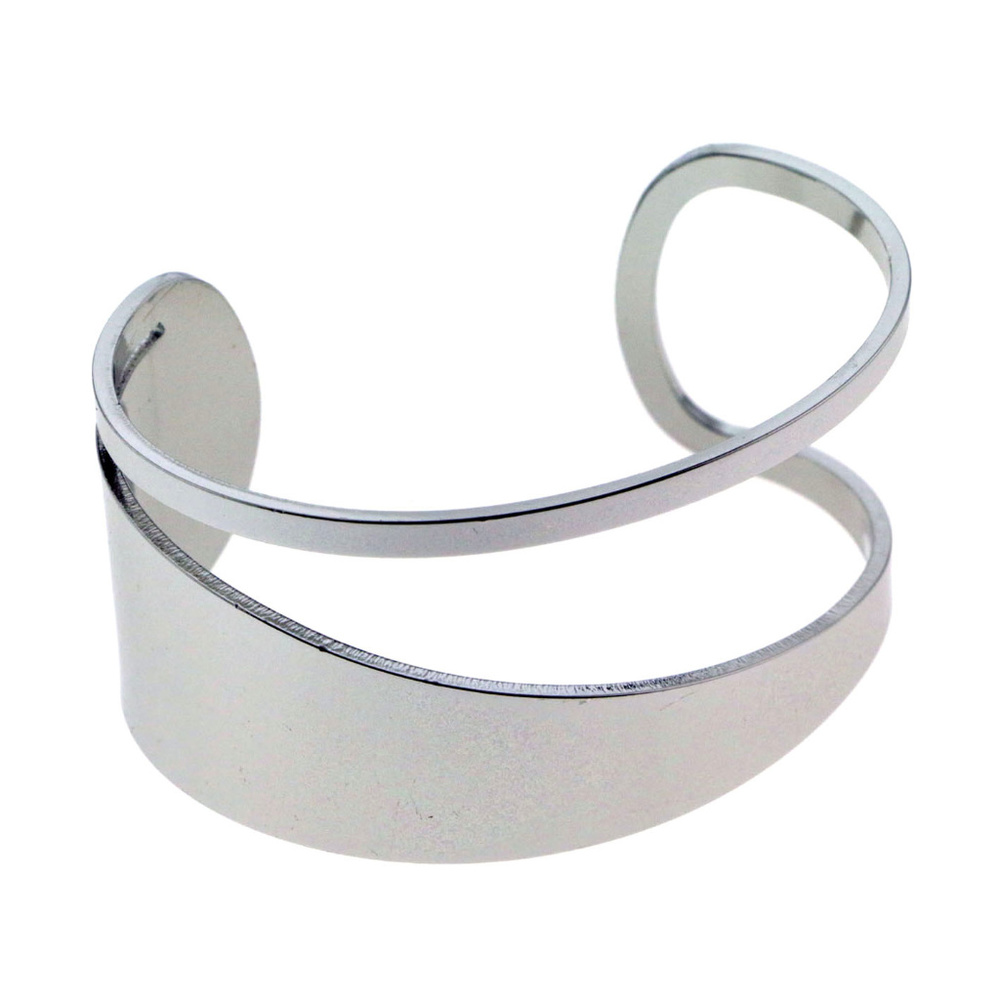 NWT Large Silver cuff bracelet modern style LBB10 - Picture 6 of 6