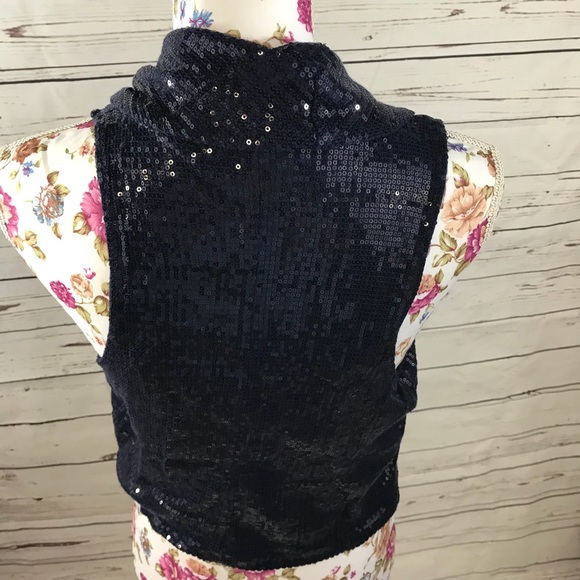 H&M blue sequin open front vest - Picture 4 of 4