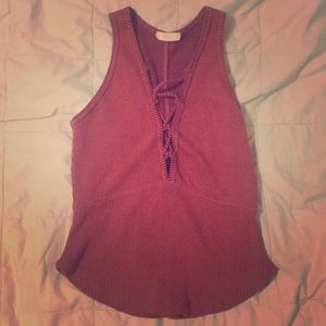 Red and black Tank Top with v cut neck