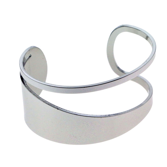 NWOT Large Silver cuff bracelet modern LBB10nc - Picture 2 of 3