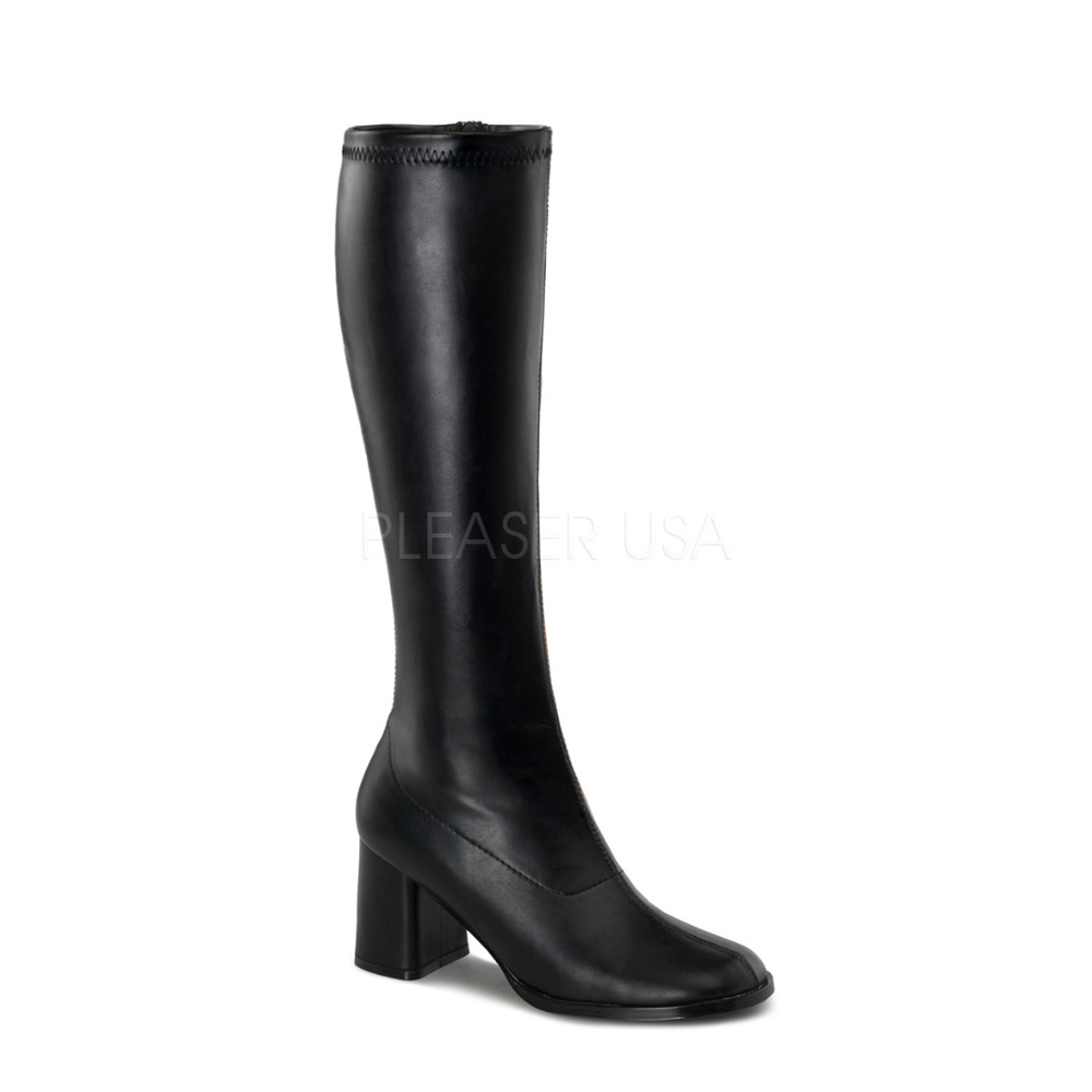 Stretch Gogo Knee High Heel Boots