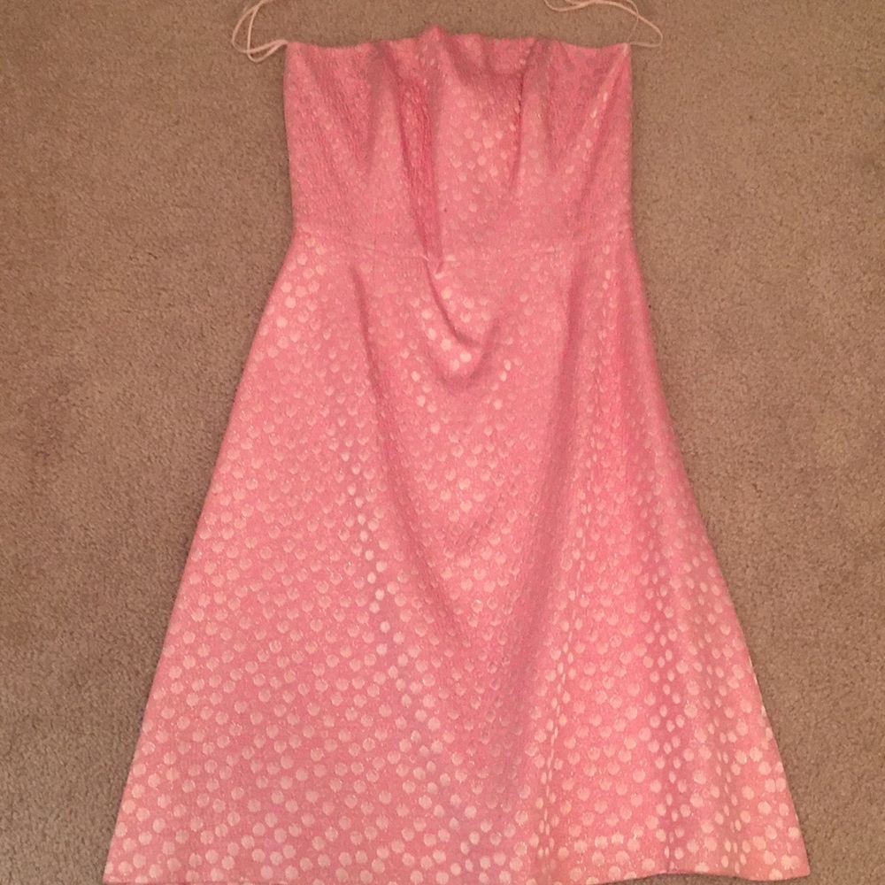 Strapless flirty pink cocktail dress
