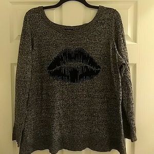 Lip Print Knit Sweater