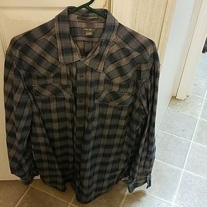 Mens blue plaid eddie bauer dress shirt