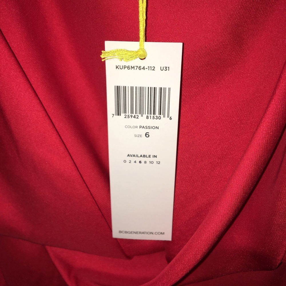 BCBG tulip blouson strapless dress in red passion - Picture 3 of 4
