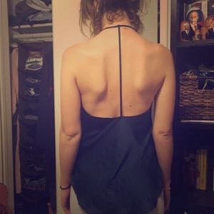 Satin Dark Sea Blue/Green Tank Top