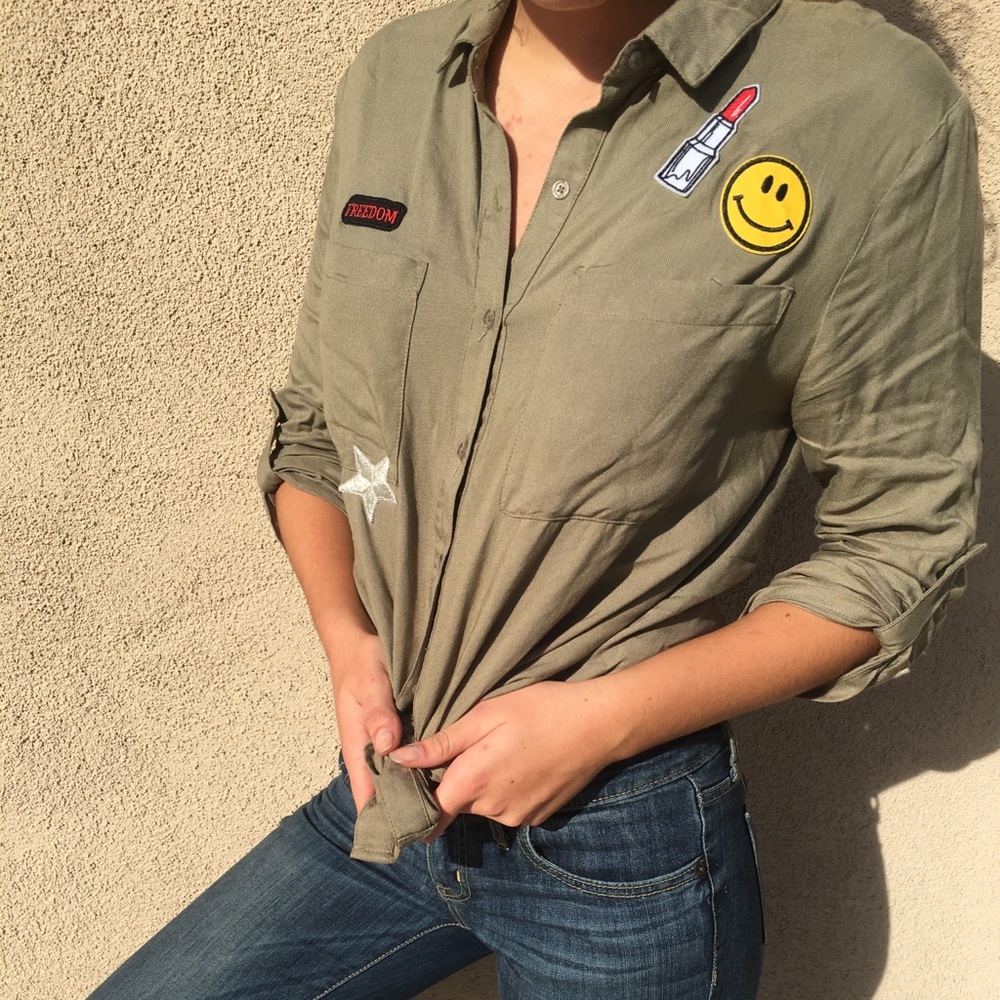 button down shirt with patches