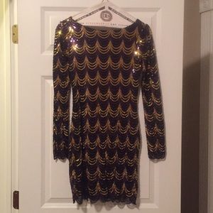 Beautiful purple/gold/black sequin dress