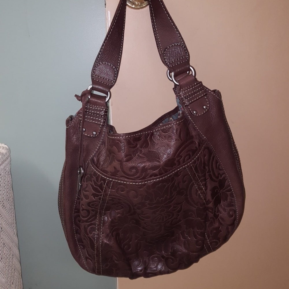 Leather fossil shoulder bag