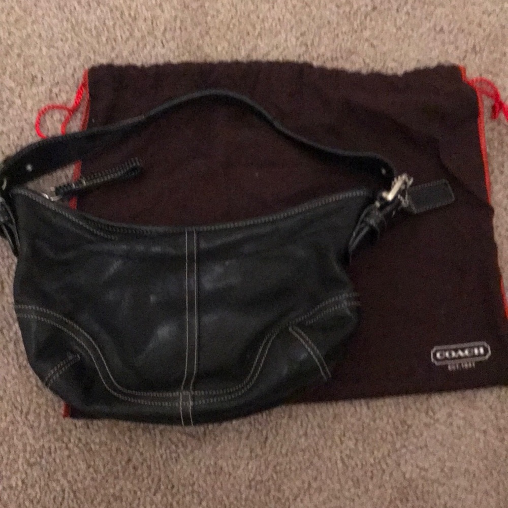 Black leather coach bag