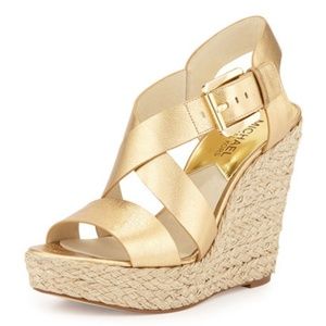 Michael Kors gold wedges
