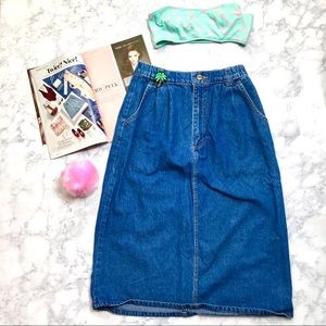 Lands End High Waist Denim Skirt