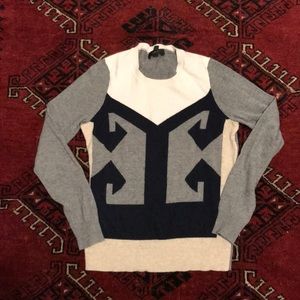 Art Deco print j crew wool sweater, XS