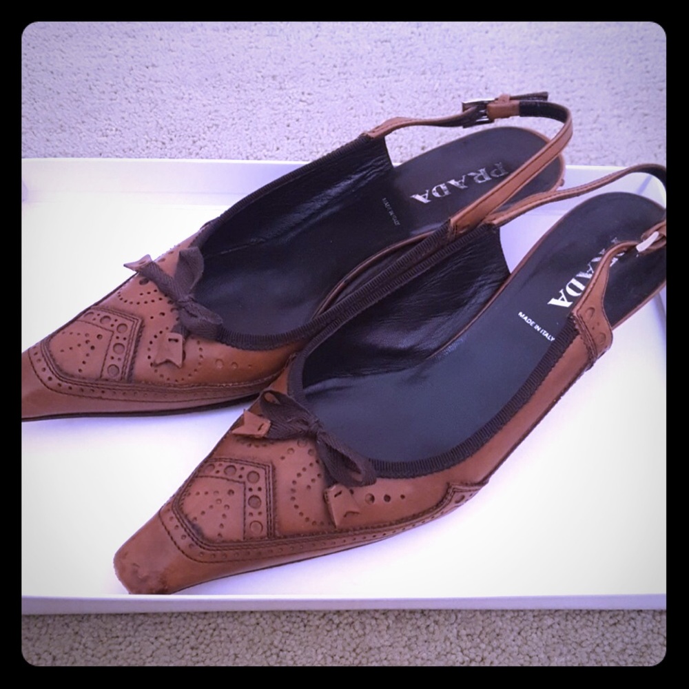 Prada kitten heel slingbacks