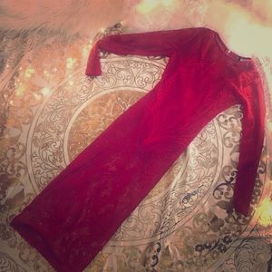 Red Lace Bodycon Midi