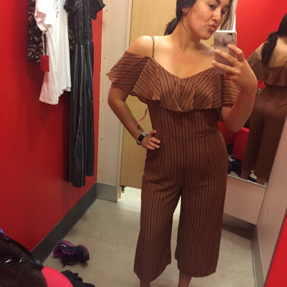 Rust and black striped pantsuit romper-Target!