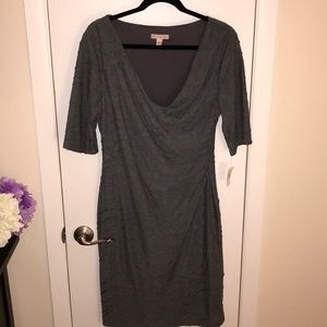 Grey cowl neck textured dress