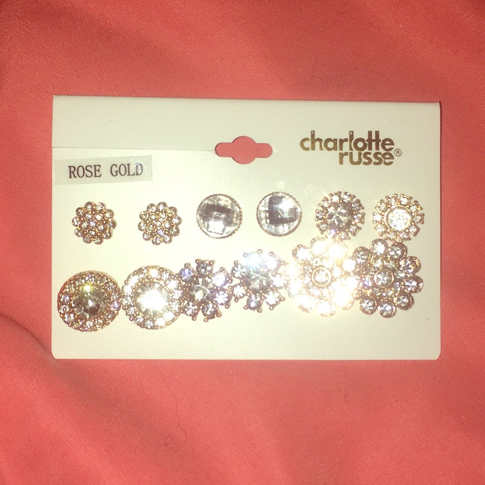 NWOT 12 piece Rose Gold earring set