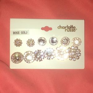 NWOT 12 piece Rose Gold earring set