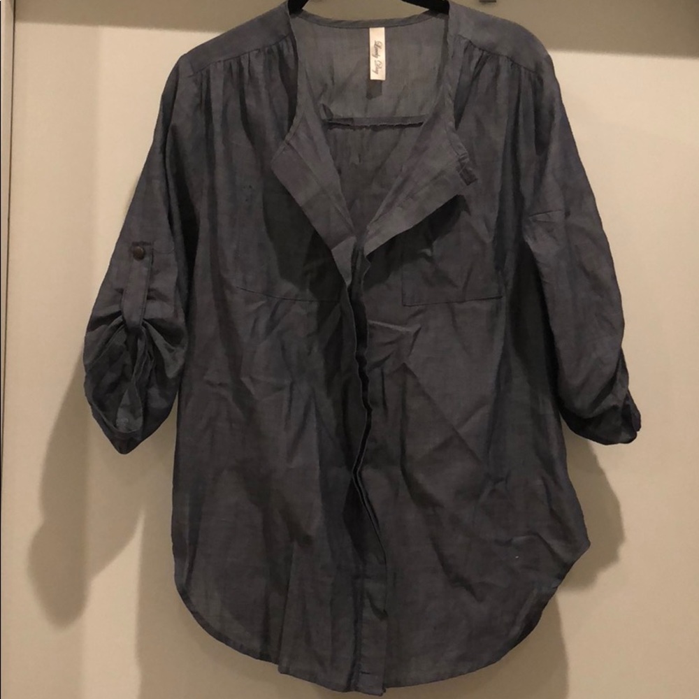 Lovely Day Blue Denim-like Blouse