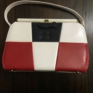 Vintage air step handbag blue and red checkered