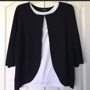 Black front hook close cardigan