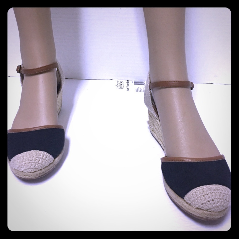 Abound Black Espadrille Wedge Shoes Sz 7.5