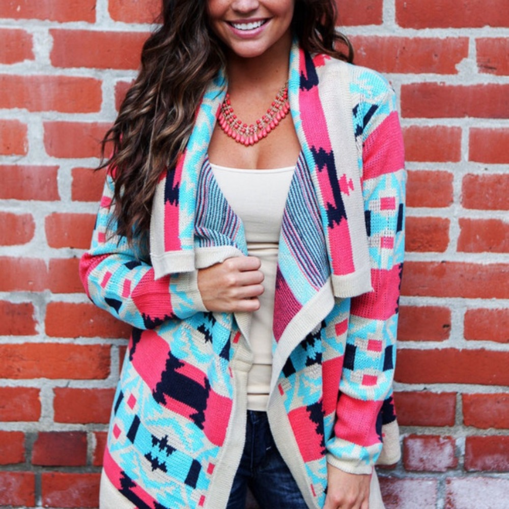 Aztec open cardigan