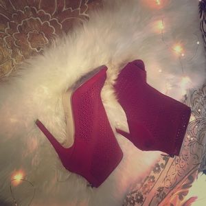 Red Lazer Cut Booties