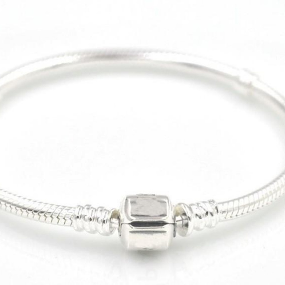 3mm 19 cm  Silver Plated Bracelet Snake Chain