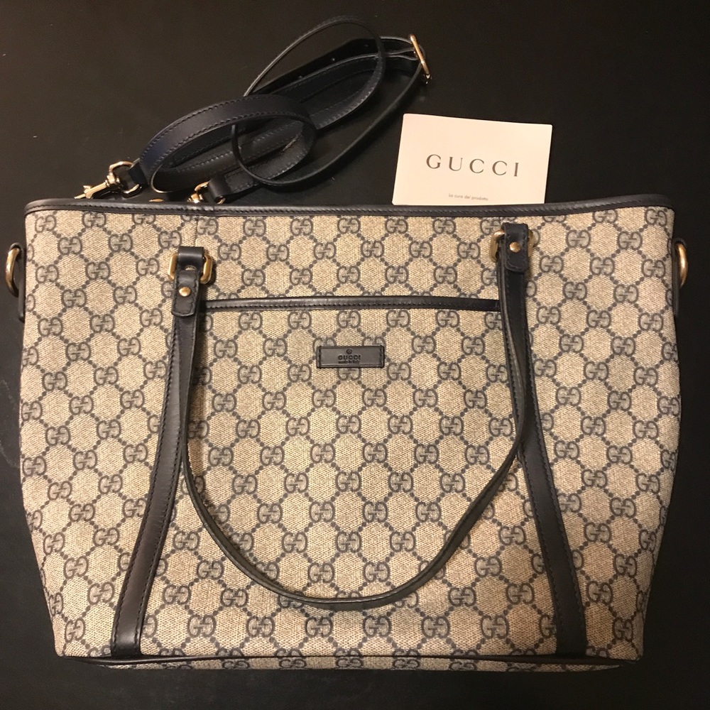 Grey and brown Gucci tote