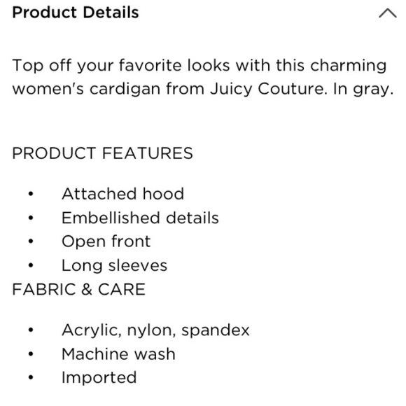 Juicy Couture Embellished Hooded Long Cardigan NWT - Picture 8 of 8