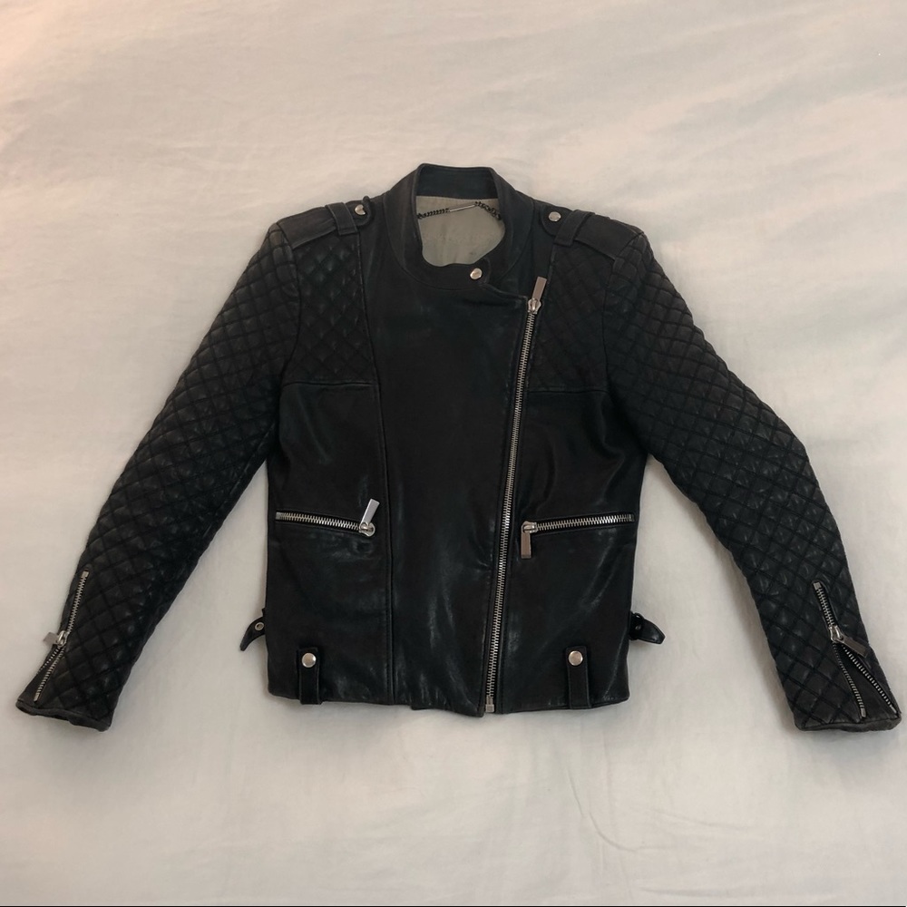 Barbara Bui Quilted Sleeve Leather Jacket - Picture 2 of 8