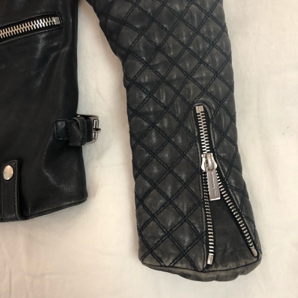 Barbara Bui Quilted Sleeve Leather Jacket - Picture 6 of 8