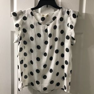 Sheer Polkadot top white black