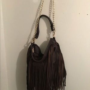 New leather fringe purse