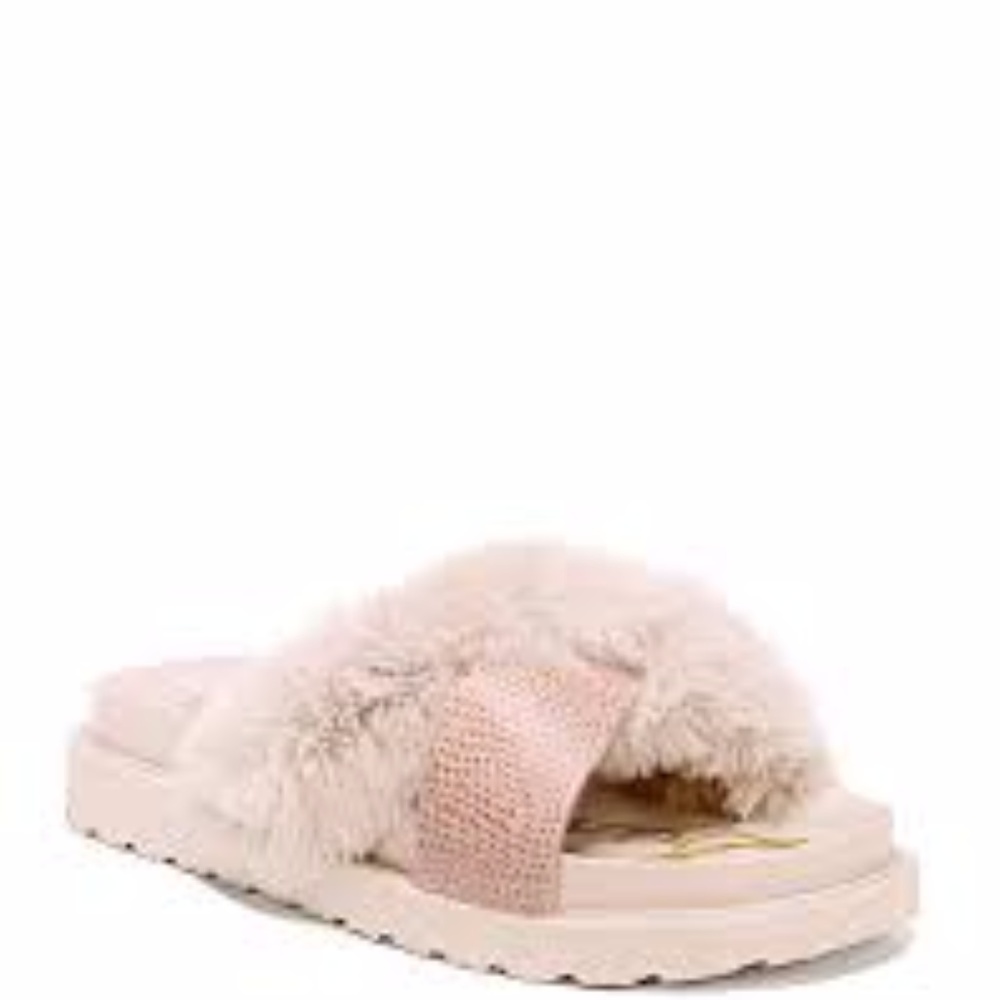 Sam Edelman Faux Fur Cross Strap Sandal Pink - Picture 2 of 2