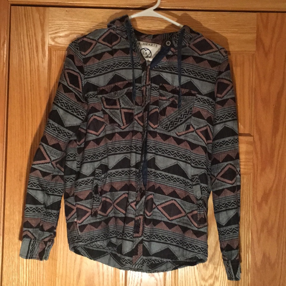 Tribal button up with hoodie