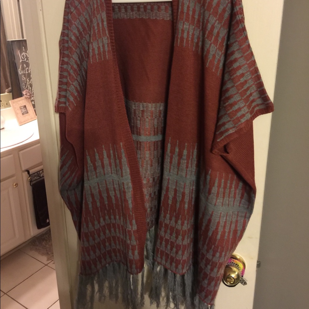Burnt orange and gray cover up.NWOT