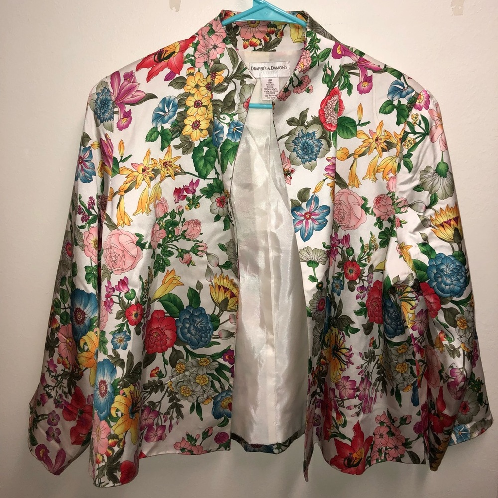 Floral print 100% Silk blazer jacket