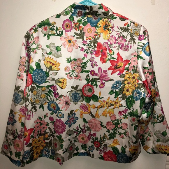 Floral print 100% Silk blazer jacket - Picture 2 of 4