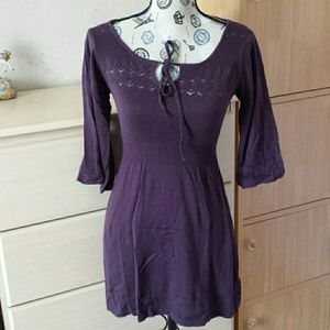 Hooked Up by IOT Dresses - Wide sleeve purple knit tunic Hooked Up by IOT Dresses - Wide sleeve purple knit tunic